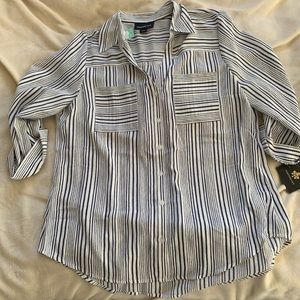 Navy and white Fortune + Ivy Blouse